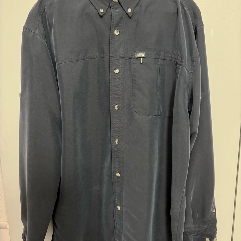 The North Face Blue Cotton Long Sleeve Button-Up Shirt XL